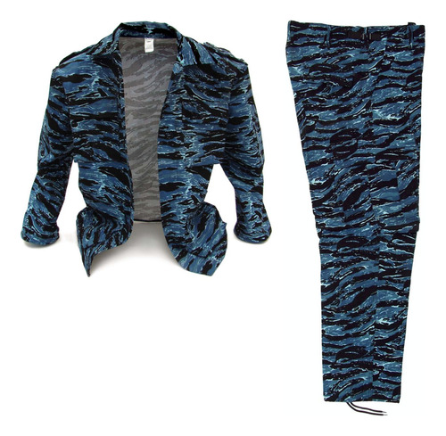 Uniforme Camuflaje Camisola Y Pantalón Tactico Tigre Azul