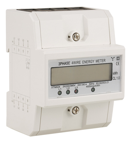 1 Pçs 3 X 220v Digital Trifásico 4 Fios 4p Din Rail Elétrico