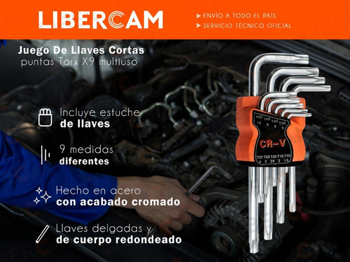 Imagen 3 de 10 de Juego De Llaves Torx 9 Piezas T 10 A T 50 Cortas Blister