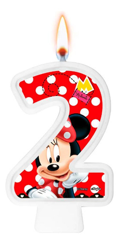Vela De Aniversário Numeral Minnie Mouse Disney N 2