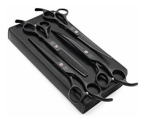 Set De Tijeras Para Peluqueria Canina 7 Pulgadas Negro