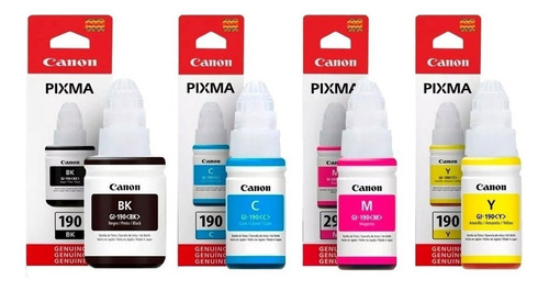 Kit Tinta Canon Negro Amarillo Cian Magent Originl Pixma 190