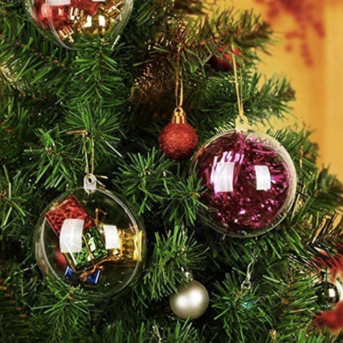 10 Esferas Transparentes Decorativas Navidad Plastico 10cm