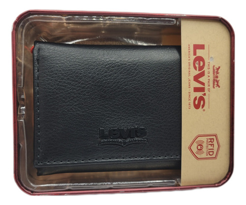 Levis Levi's Cartera Trifold Original Oferton Negro Rfid 