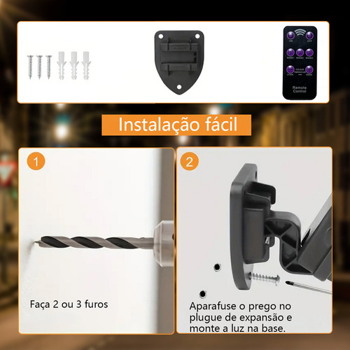 Kit 2 Mini Luminária Solar De Parede Refletor Com Controle