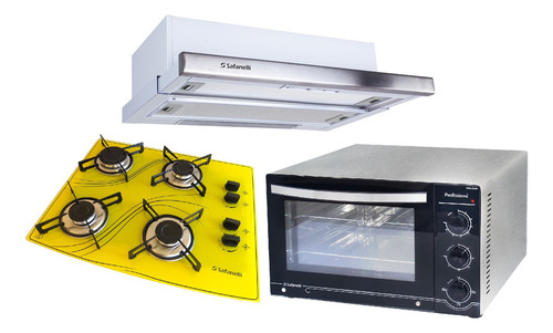 Kit Forno Lady 45l Cooktop 4b E Depurador Amar Safanelli Cor Preto 220v