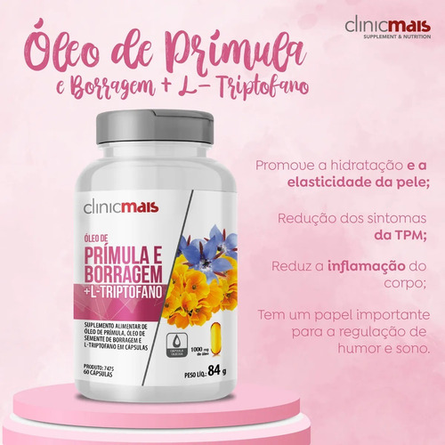 Kit 2x Óleo De Prímula + Borragem + Triptofano 60 Cps 1000mg