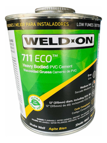 Cemento Weld On 711 Color Gris 1 Lt P/tuberias Alta Presion