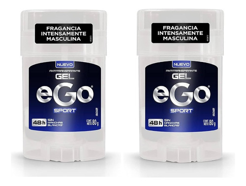 2 Pzas Desodorante Antitranspirante En Gel Ego Sport 80 Gr