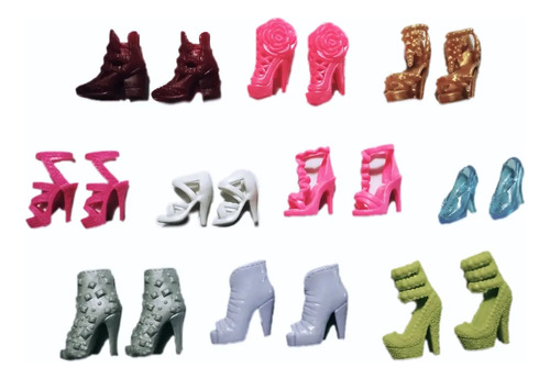 Set De 10 Zapatos Para Muñecas Barbie, Surtido De Colores