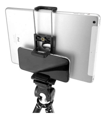 Imagen 8 de 10 de Soporte Clip Doble Para Celular Tablet Tripode Brazo Univers