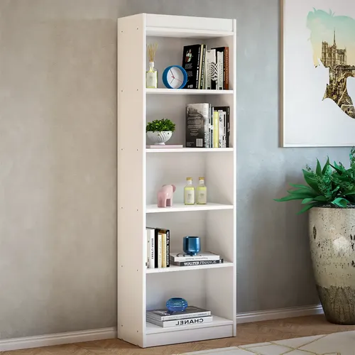 Estante Livreiro Multiuso 5 Prateleiras Organizador Livros Branco