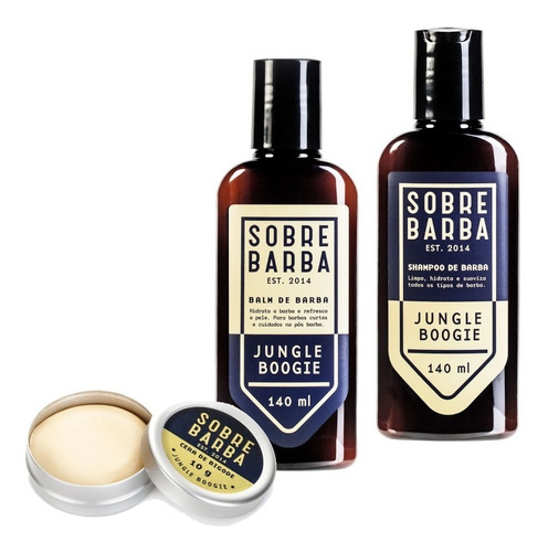 Kit Barba Shampo, Balm, Cera Bigode Jungle Boogie Sobrebarba