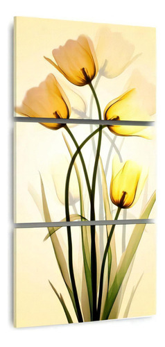 Quadro Flores Tulipas Amarelas Design Interiores 60x120