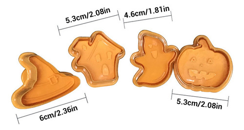 Juego De 4 Cortadores De Émbolo 3d For Halloween, Sellos Pa