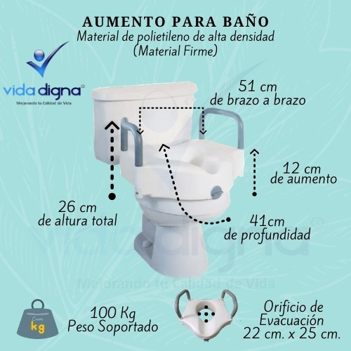 Imagen 7 de 7 de Aumento Baño Wc Discapacitados Elevador Inodoro Sc