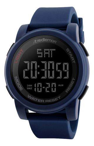 Redlemon Reloj Deportivo con Pantalla Digital, Resistente al Agua, Pantalla Retroiluminada, con Cronómetro, Alarma, Dual Time, Temporizador, Correa Ajustable, Modelo 1257, Color Azul