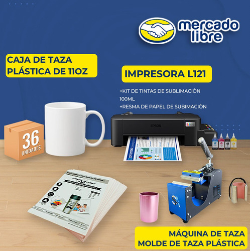 Combo Maquina Tazas 11oz + Impresora L121 + Molde