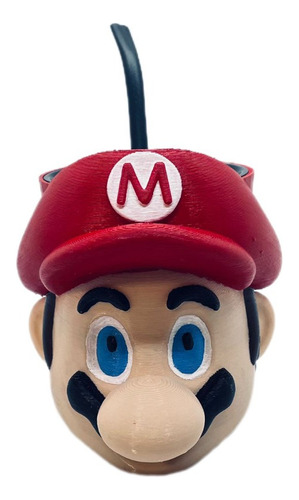 Mate Mario Bros Pintado A Mano Impresion 3d Incluye Bombilla