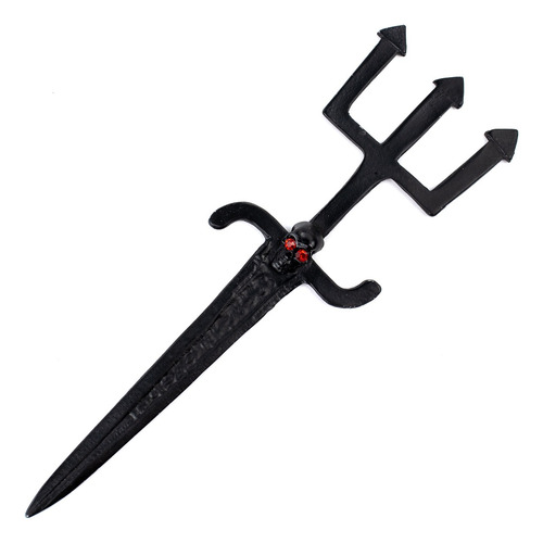 Athame Exu Com Tridente E Crânio Em Metal Negro 17 Cm