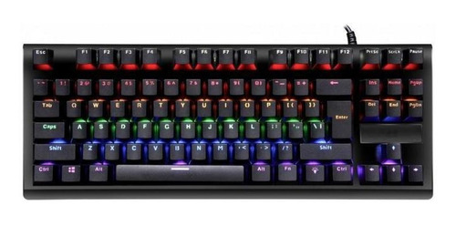 Teclado gamer Ocelot OGMK02 QWERTY Blue inglés US color negro con luz RGB