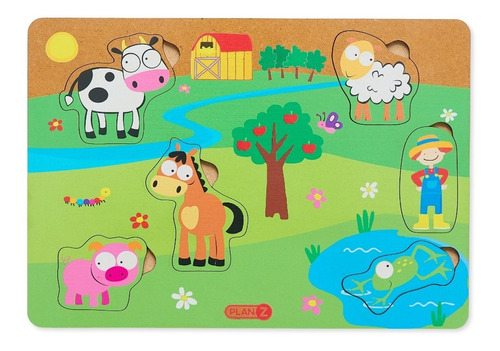 Juego Encastre Madera Animales Didácticos Infantil Niños Color Granja