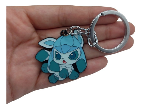 Llavero Eevee Glaceon Chibi Goma Kawaii De Metal 03