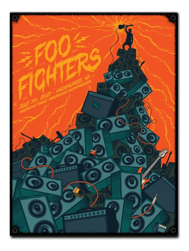 #742 - Cuadro Vintage / Foo Fighters Poster Rock No Chapa