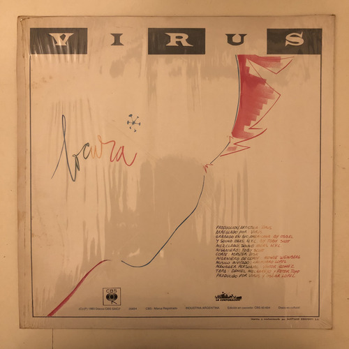 Virus Locura Disco Original 1985 Cbs Insert Estándar (Usado)