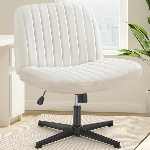 Silla De Escritorio Ajustable Giratoria Acolchada Color Crem