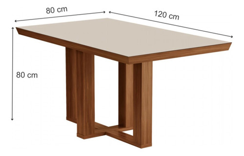 Mesa De Madeira Lottus 120cm Com Vidro Prêmio/off White