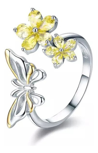 Anillo Plata S925 Ajustable Mariposa Moda Mujer Temporada