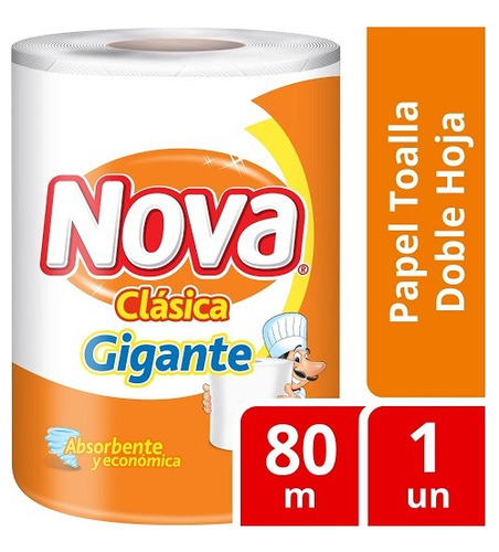 Toalla Papel Super Absorbente Nova Gigante 80 Mts