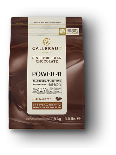 Chocolate Leche Power 41 Callebaut Bolsa 2,5kg.