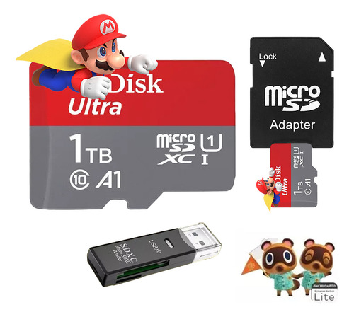 1tb Memoria Micro Sd Para Nintendo Switch 4k 100 Mb/s Tarjeta De Memoria Microsd Para Nintendo Switch De Adaptador Sd Incluido Adaptador Usb Incluido