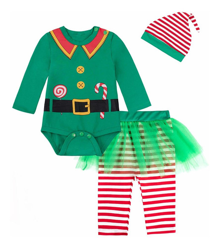 Baby Girls Newborn 1st Christmas Costume Tutu Dress Elf Outf