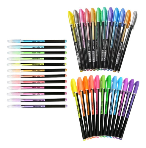 Set X 36 Neon Color Lápices -tinta Gel Metalizados Fluor -  