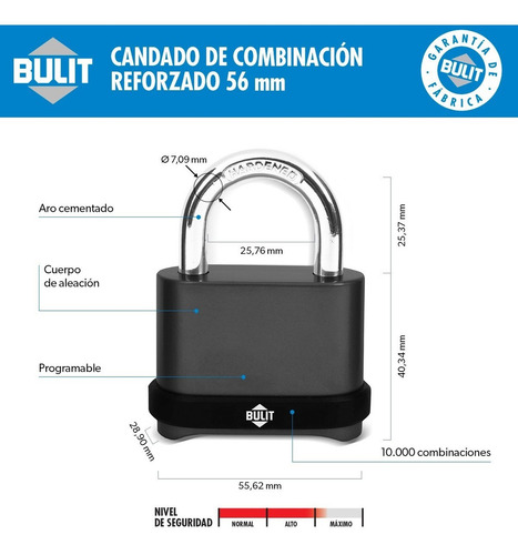 Candado De Combinación Reforzado Bulit
