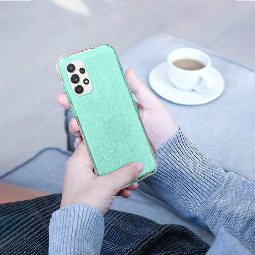 Kit Mica Cristal+ Funda Para Samsung Rigida Tres Pieza Mujer Color Azul Claro Modelo De La Funda A23
