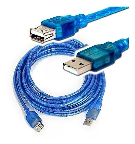 Cable Usb 2.0 A/a Macho-hembra Extension 4 Mts Azul