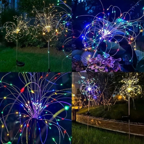 6pcs Luces De Fuegos Artificiales Solares Al Aire Libre Luz