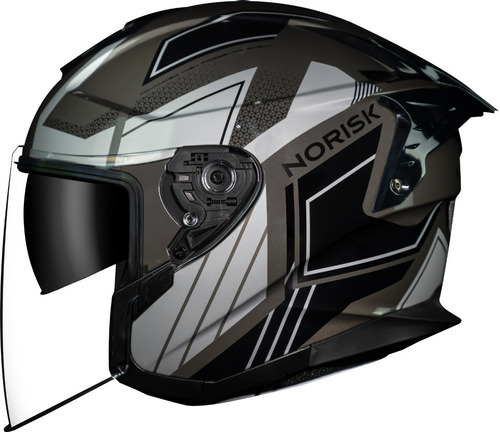 Capacete Aberto Norisk Downtown Provenza Preto/cinza Cor Preto Tamanho do capacete 62/XL