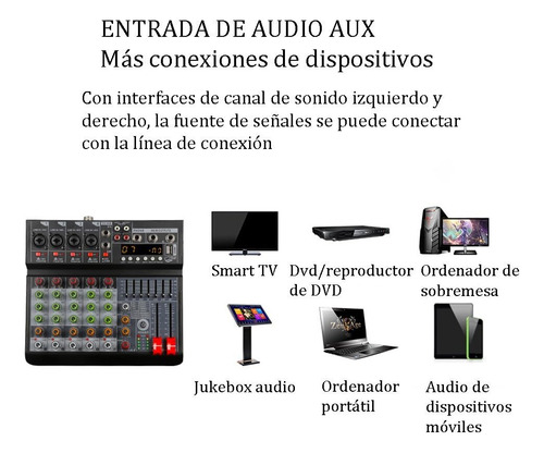 Consola Mezcladora, Mezclador De Audio De 6 Canales