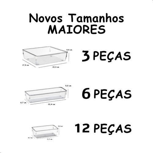 Kit 21 Organizador Multiuso Modular Gavetas Acrílico Cristal