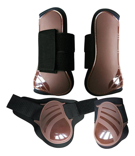 De 4 Peças De Botas Dianteiras Para Cavalos, Marrom Gg