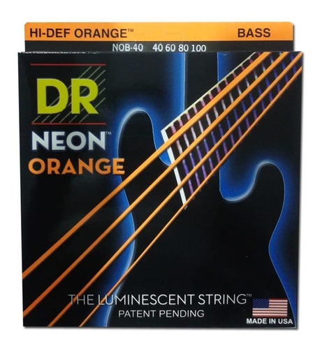 Encordado Para Bajo 4 Cuerdas Dr Strings Neon Orange Nob-40