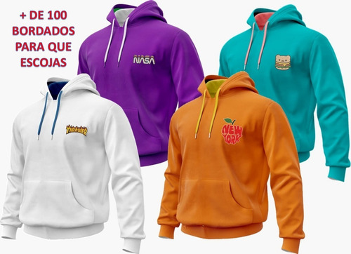 Buso Hoodie Saco En Algodón Perchado Mónaco Bordado