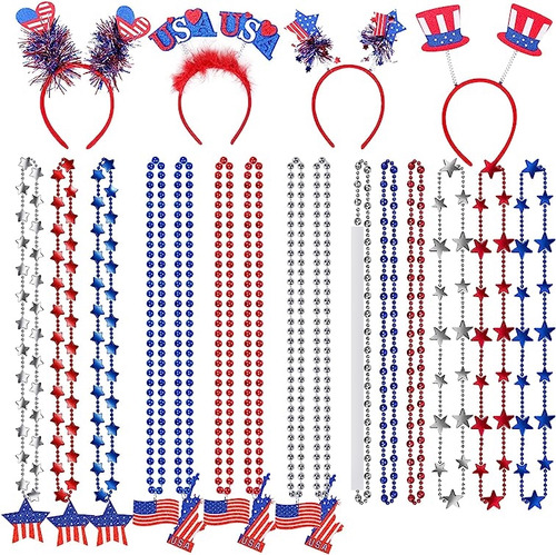 19 Piezas Accesorios Del 4 Julio Collares Patrioticos Cuenta