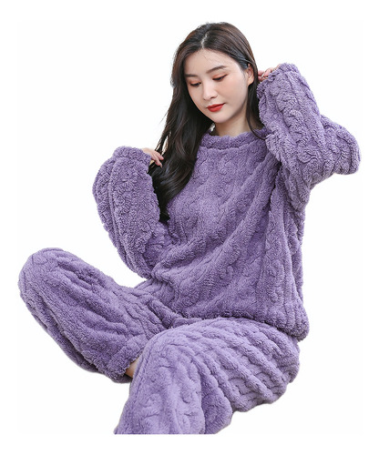 Conjunto Pijama De Mujer Calido Invierno Manga Larga Casual