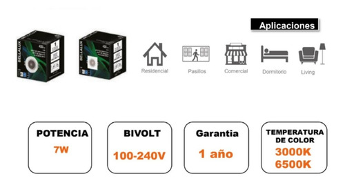 Imagen 5 de 5 de Spot Embutir Dicro Led 7w Cuadrado Luz Día /fría Completo